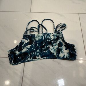 RVCA Blue Marble Strappy Bikini Top | Size Small